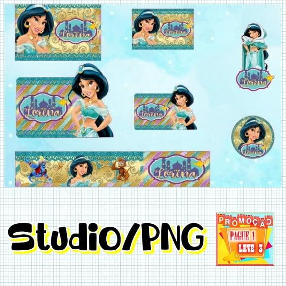 Arquivo Etiqueta Escolar Aladin e Jasmine