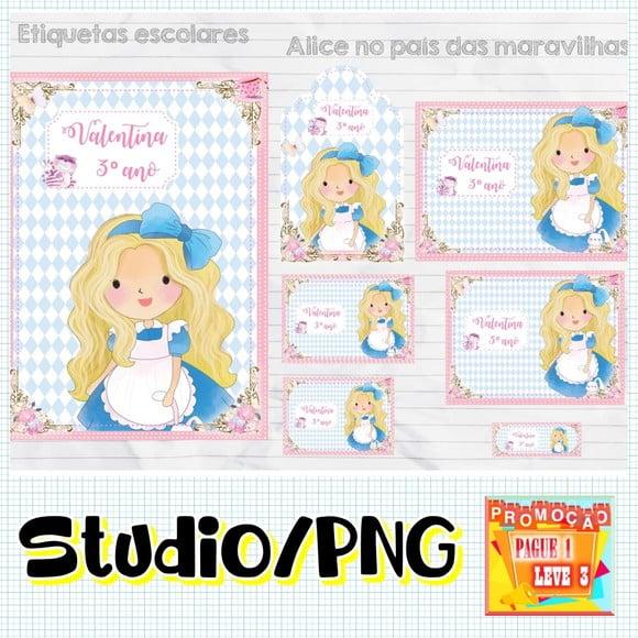 Arquivo Etiqueta Escolar Alice no País das Maravilhas