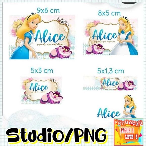 Arquivo Etiqueta Escolar Alice no País das Maravilhas