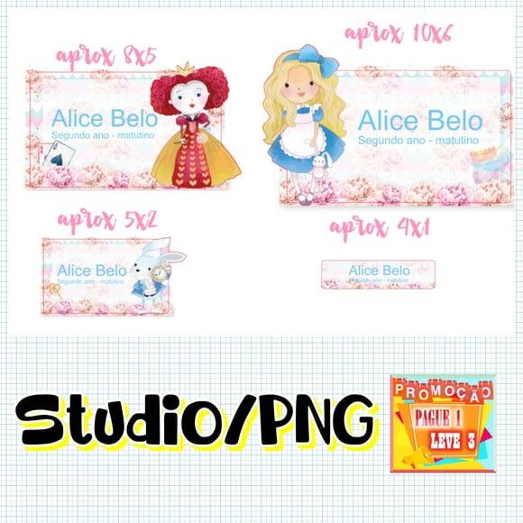 Arquivo Etiqueta Escolar Alice no País das Maravilhas