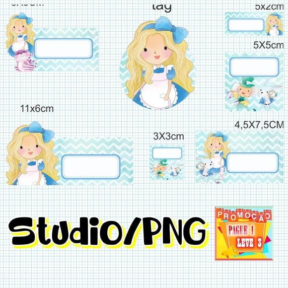 Arquivo Etiqueta Escolar Alice no País das Maravilhas