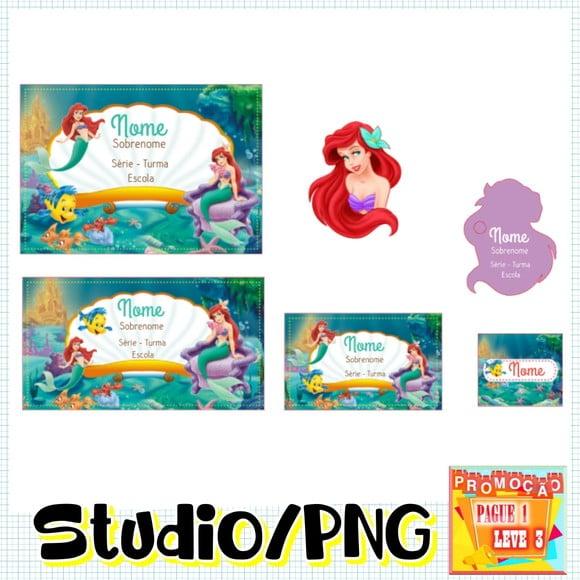 Arquivo Etiqueta Escolar Ariel Pequena Sereia