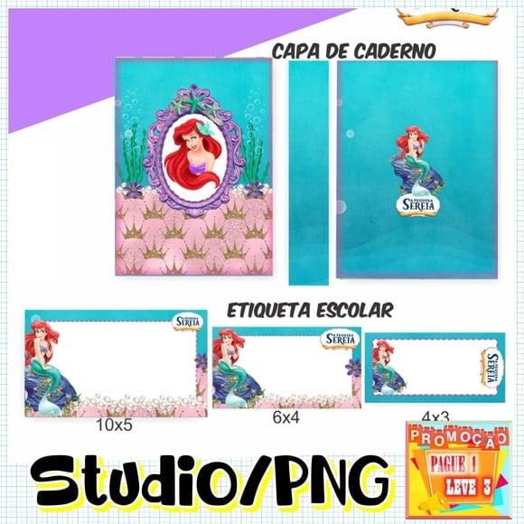 Arquivo Etiqueta Escolar Ariel Pequena Sereia