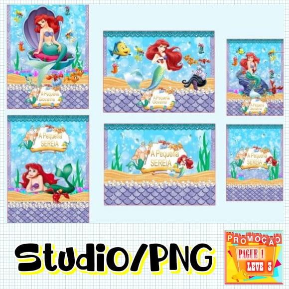 Arquivo Etiqueta Escolar Ariel Pequena Sereia
