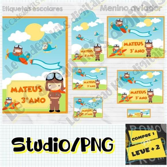 Arquivo Etiqueta Escolar Aviador