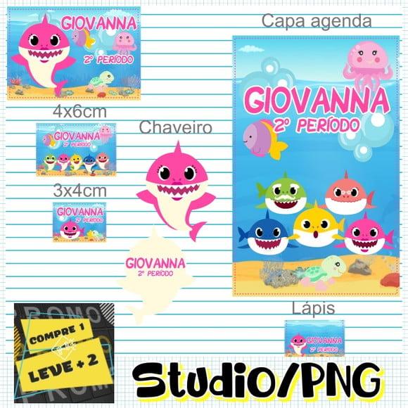 Arquivo Etiqueta Escolar Baby Shark Rosa