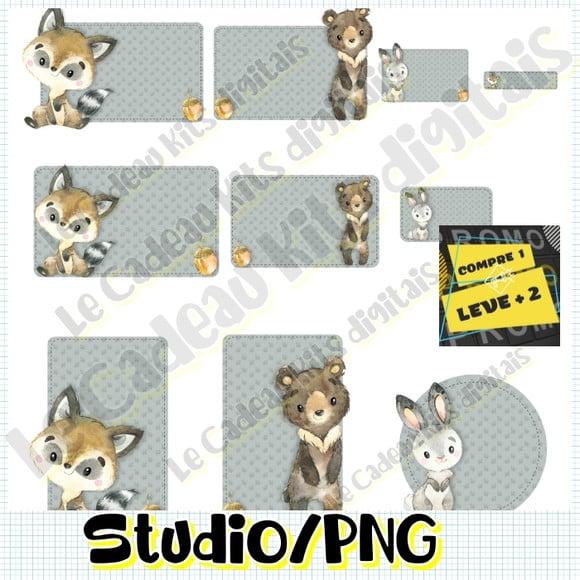 Arquivo Etiqueta Escolar Bosque Boho Animais Floresta