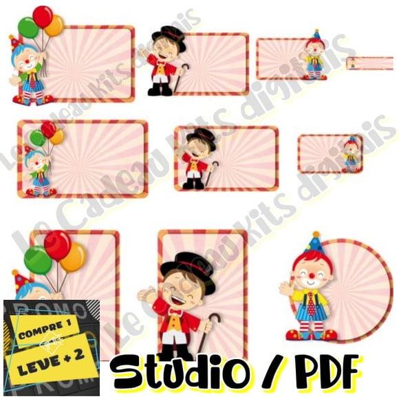 Arquivo Etiqueta Escolar Circo Palhaço Magico Menino