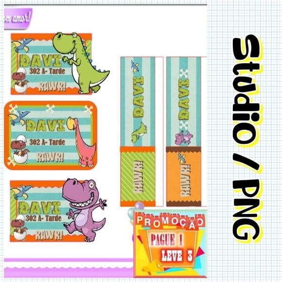 Arquivo Etiqueta Escolar Dinossauro Dino Baby Cute