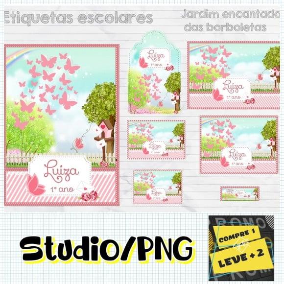 Arquivo Etiqueta Escolar Jardim de Borboleta