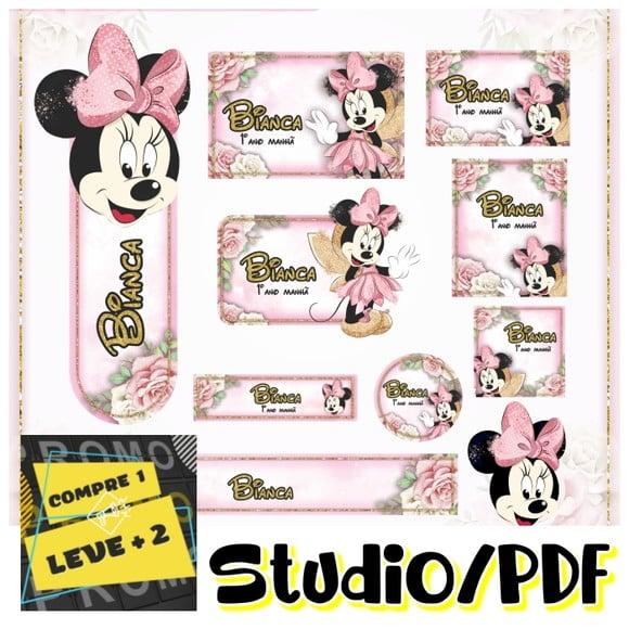 Arquivo Etiqueta Escolar Minnie Rosa