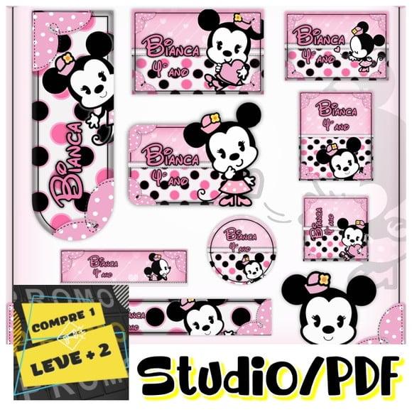 Arquivo Etiqueta Escolar Minnie Rosa Cute Baby