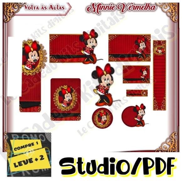 Arquivo Etiqueta Escolar Minnie Vermelha
