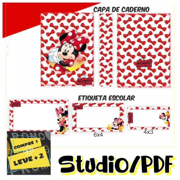 Arquivo Etiqueta Escolar Minnie Vermelha