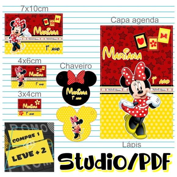 Arquivo Etiqueta Escolar Minnie Vermelha