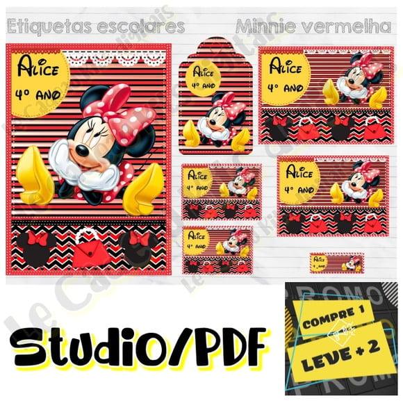 Arquivo Etiqueta Escolar Minnie Vermelha