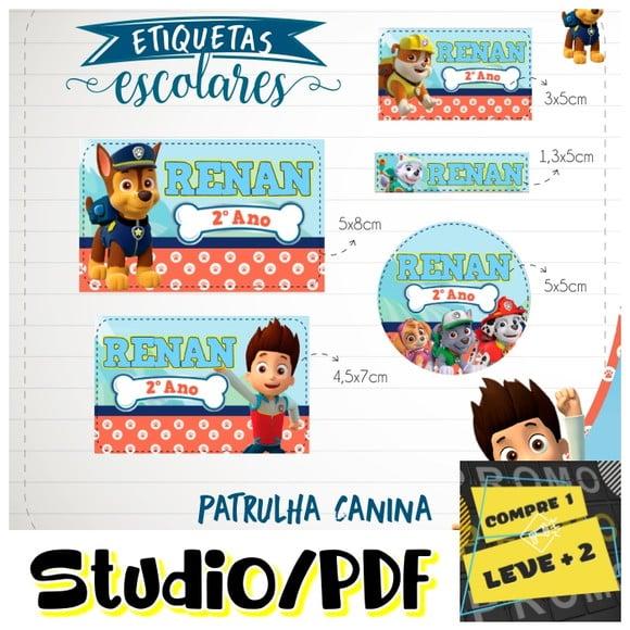 Arquivo Etiqueta Escolar Patrulha Canina