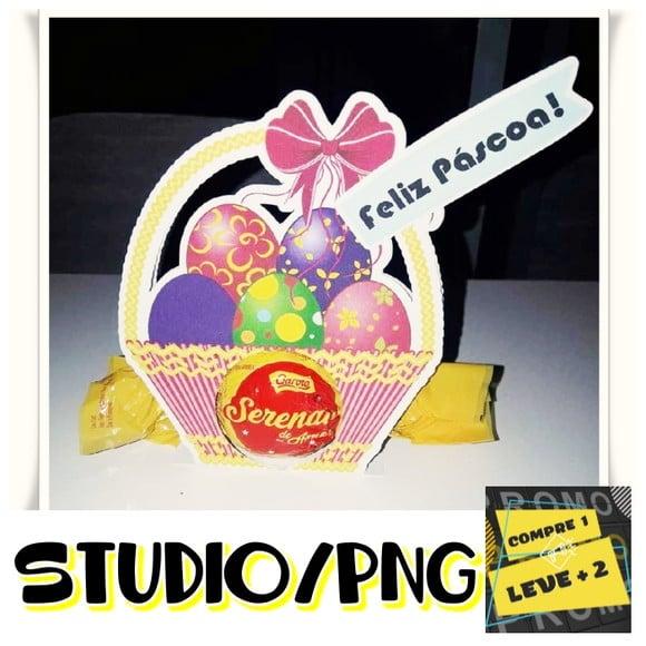 Arquivo Porta Bombom Páscoa Cesta de Ovos Studio/png