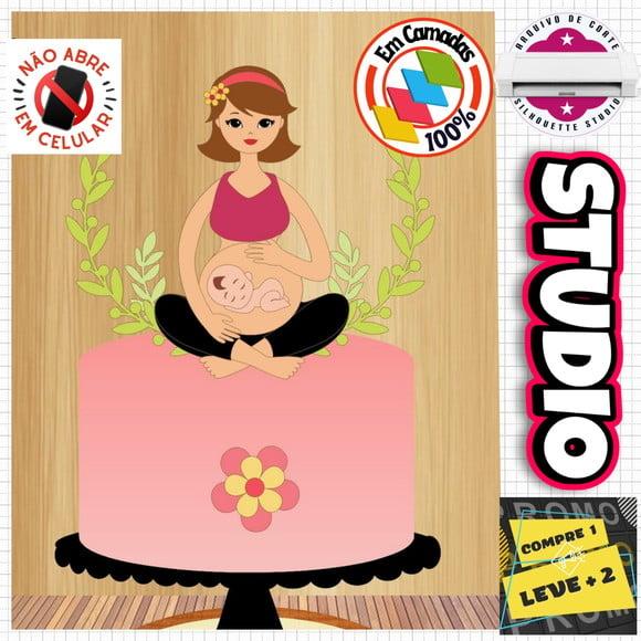 Arquivo Topo de Bolo Grávida Sentada