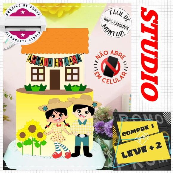 Arquivo Topo de Bolo Junino Menina e Menino Casal Caipira