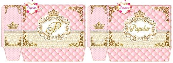 Arquivo de corte Sacola Realeza rosa (M e G) Studio/PDF/PNG