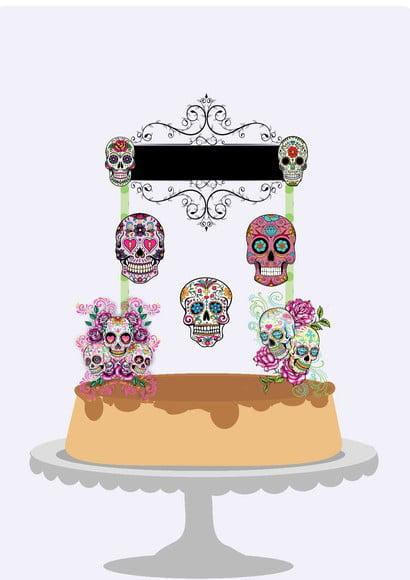 Arquivo de Corte Topo de Bolo Caveira Mexicana Studio/PDF