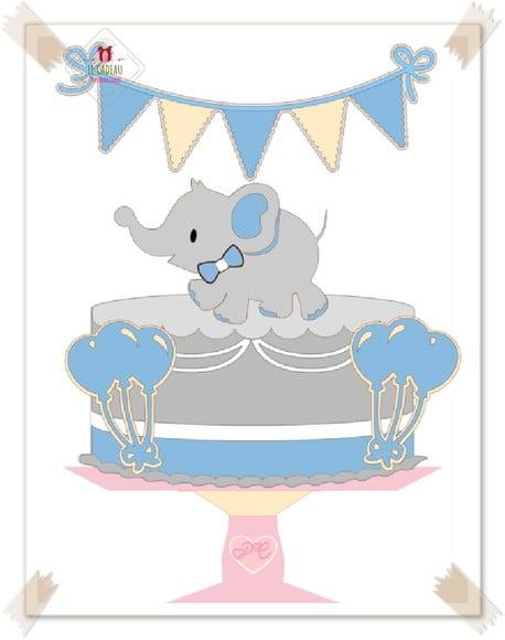 Arquivo de Corte Topo de Bolo Elefante menino Studio