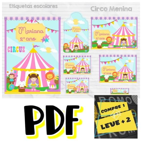 Arquivo Etiqueta Escolar Circo Menina Rosa