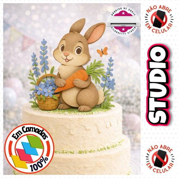 Arquivo Topo de Bolo Páscoa Coelho com Cenoura