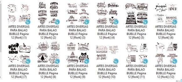 Kit 47 Artes para Balão Bubble - Arquivo Digital