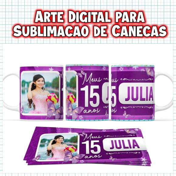 Arte Digital para Sublimação de Canecas Festa 15 Anos