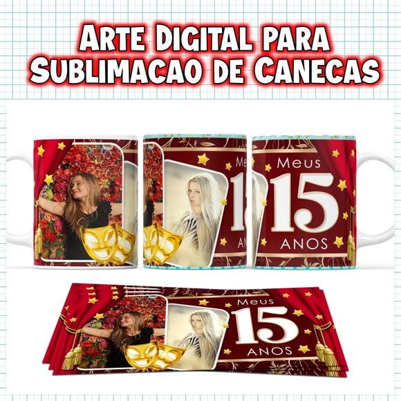Arte Digital para Sublimação de Canecas Festa 15 Anos