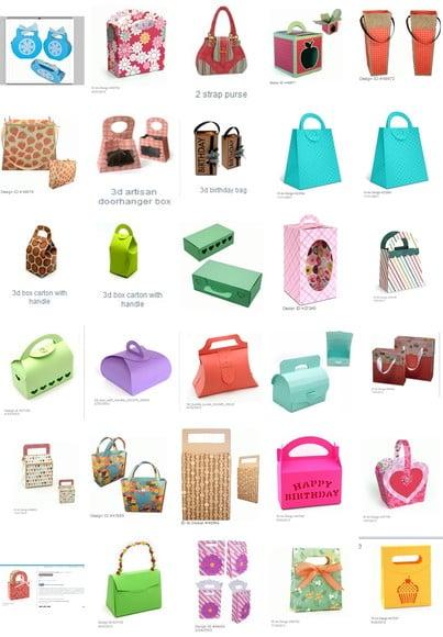 Arquivo de corte Caixa sacolas Bolsa 142 modelos em Studio
