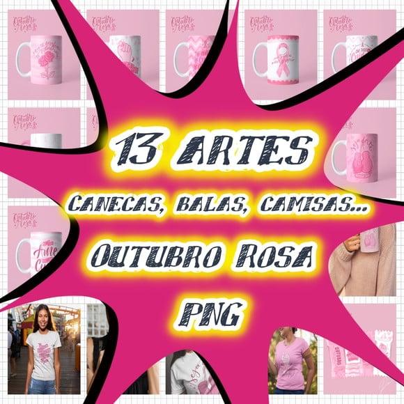Arquivo digital kit 13 artes para caneca Outubro Rosa