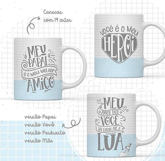 Arquivo digital kit 19 artes para canecas Dia dos Pais *PNG*