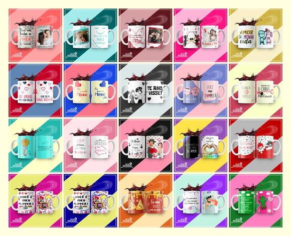 Arquivo digital kit 20 artes para canecas dia dos namorados