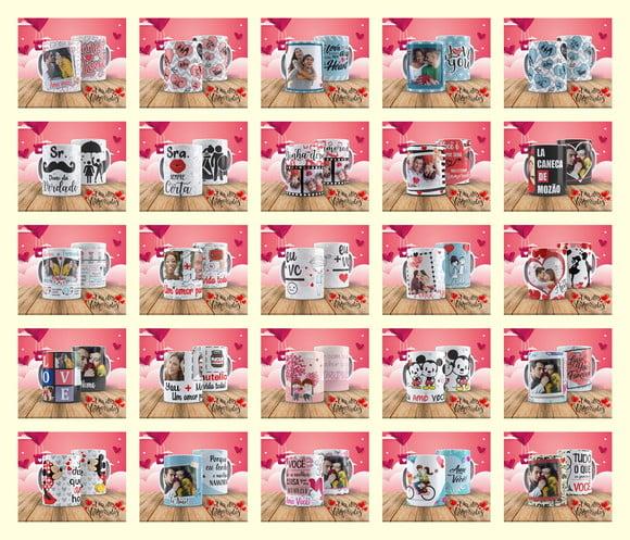 Arquivo digital kit 25 artes para canecas dia dos namorados