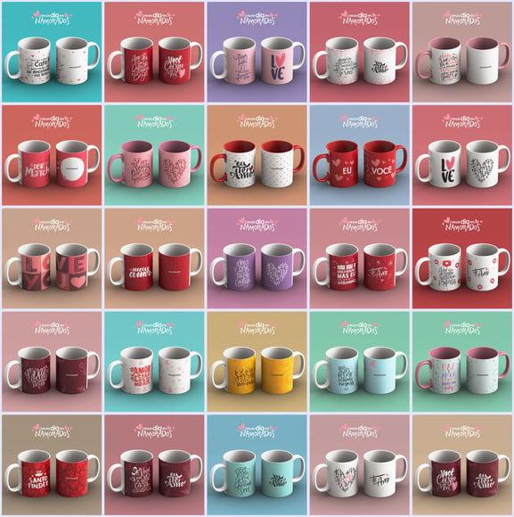 Arquivo digital kit 27 artes para canecas Dia dos Namorados