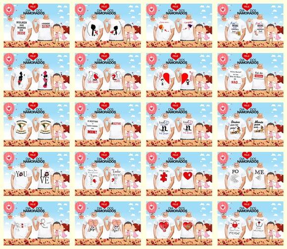 Estampas para camisetas Tema Dia dos Namorados JPG/PNG