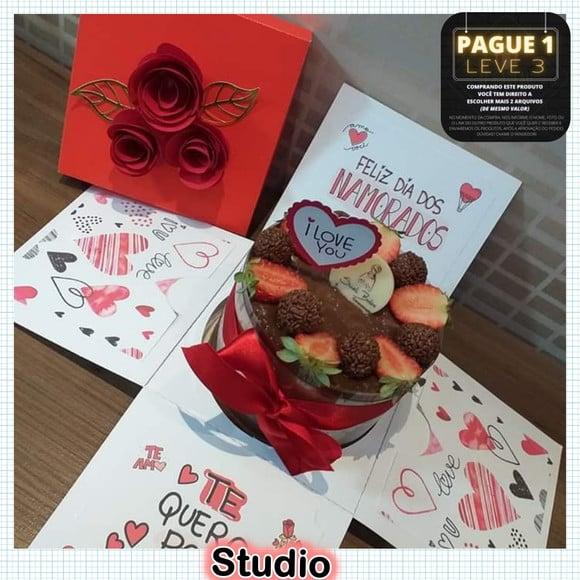 Arquivo caixa explosão Mini Bolo Dia dos namorados **Studio