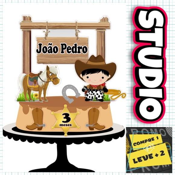 Arquivo Corte Topo de Bolo Cavalos Country Infantil