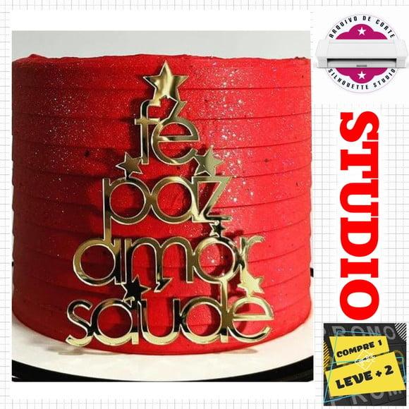 Arquivo Corte Topo de Bolo Natal Árvore de Palavras