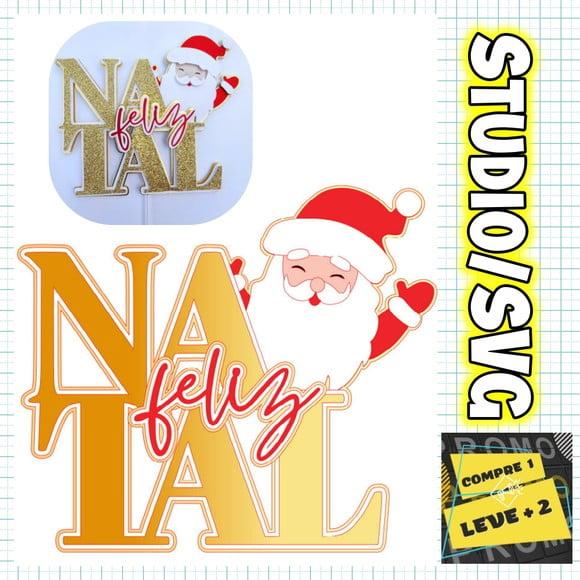 Arquivo Corte Topo de Bolo Natal Feliz Natal com Papai Noel