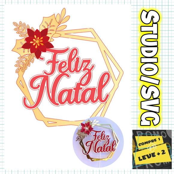 Arquivo Corte Topo de Bolo Natal Feliz Natal Geométrico