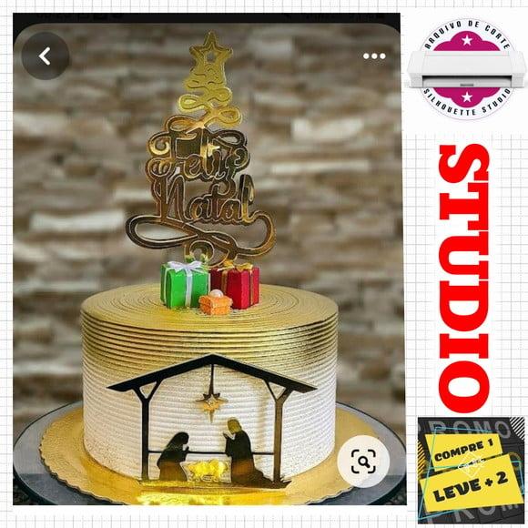 Arquivo Corte Topo de Bolo Natal Silhueta Religioso Presépio