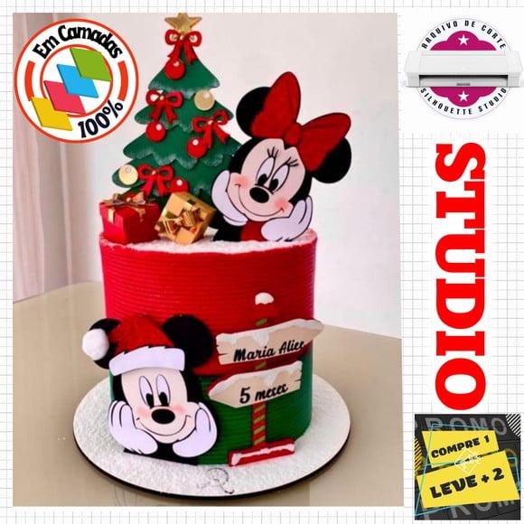 Arquivo Corte Topo de Bolo Natalino Mickey e Minnie