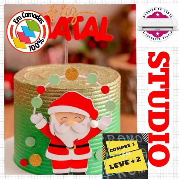 Arquivo Corte Topo de Bolo Natalino Papai Noel Malabarista