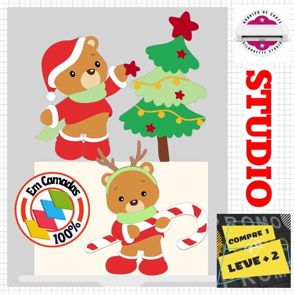 Arquivo Corte Topo de Bolo Natalino Ursinhos Arvore de Natal
