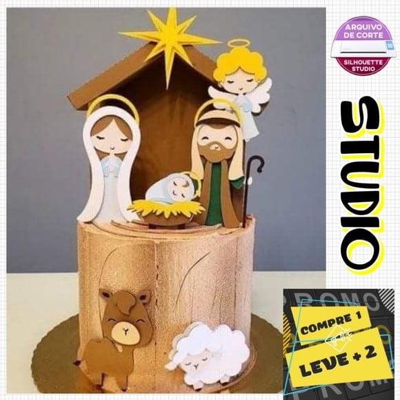 Arquivo Corte Topo de Bolo Presépio Natal Religioso