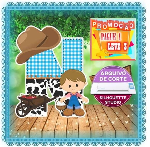 Arquivo de corte Alfabeto 3D -Fazendinha Menino *Studio*